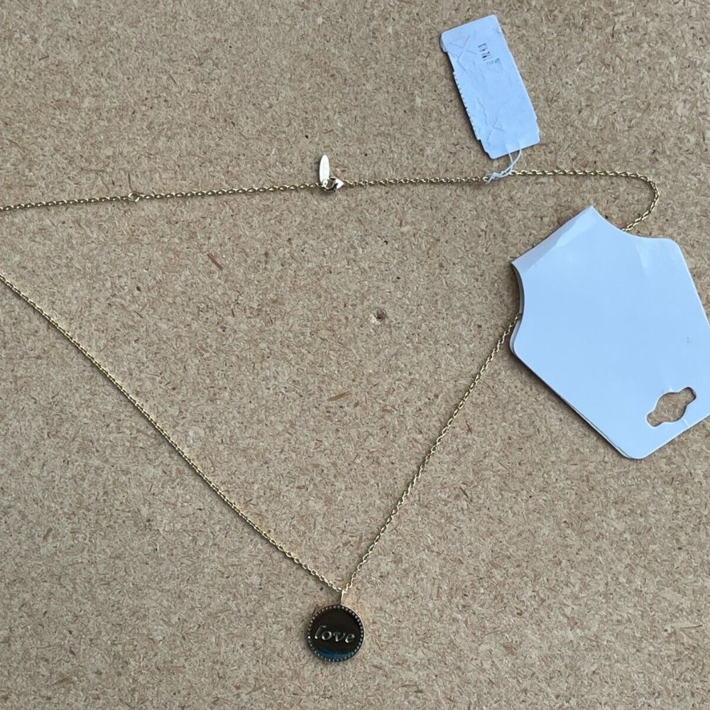 Lulu DK Women Necklace LOVE Heart Pendant Gold Tone 14k Plated Reversible $74 - Picture 5 of 12